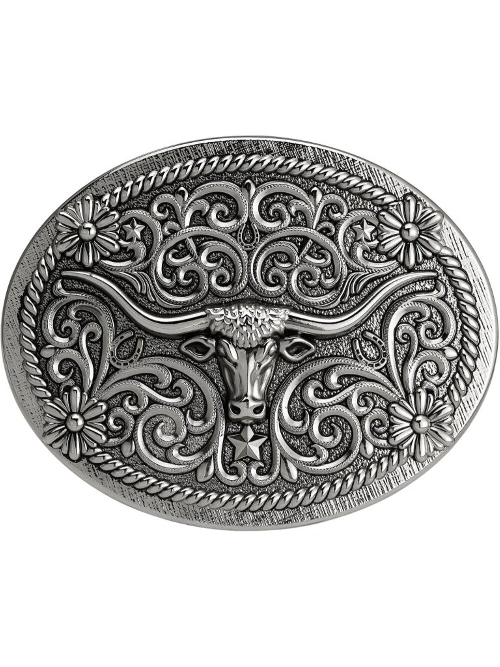 Men Longhorn-style08 Western Belt Buckle Longhorn Cowboy Cowgirl Accessory